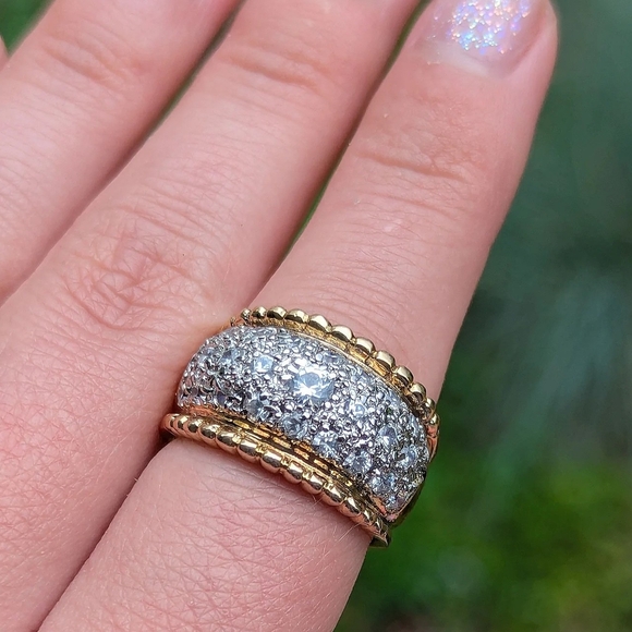 Sterling Silver 925 Gold Vermeil Ring Clear CZ stones Size 6.5 - Picture 5 of 5